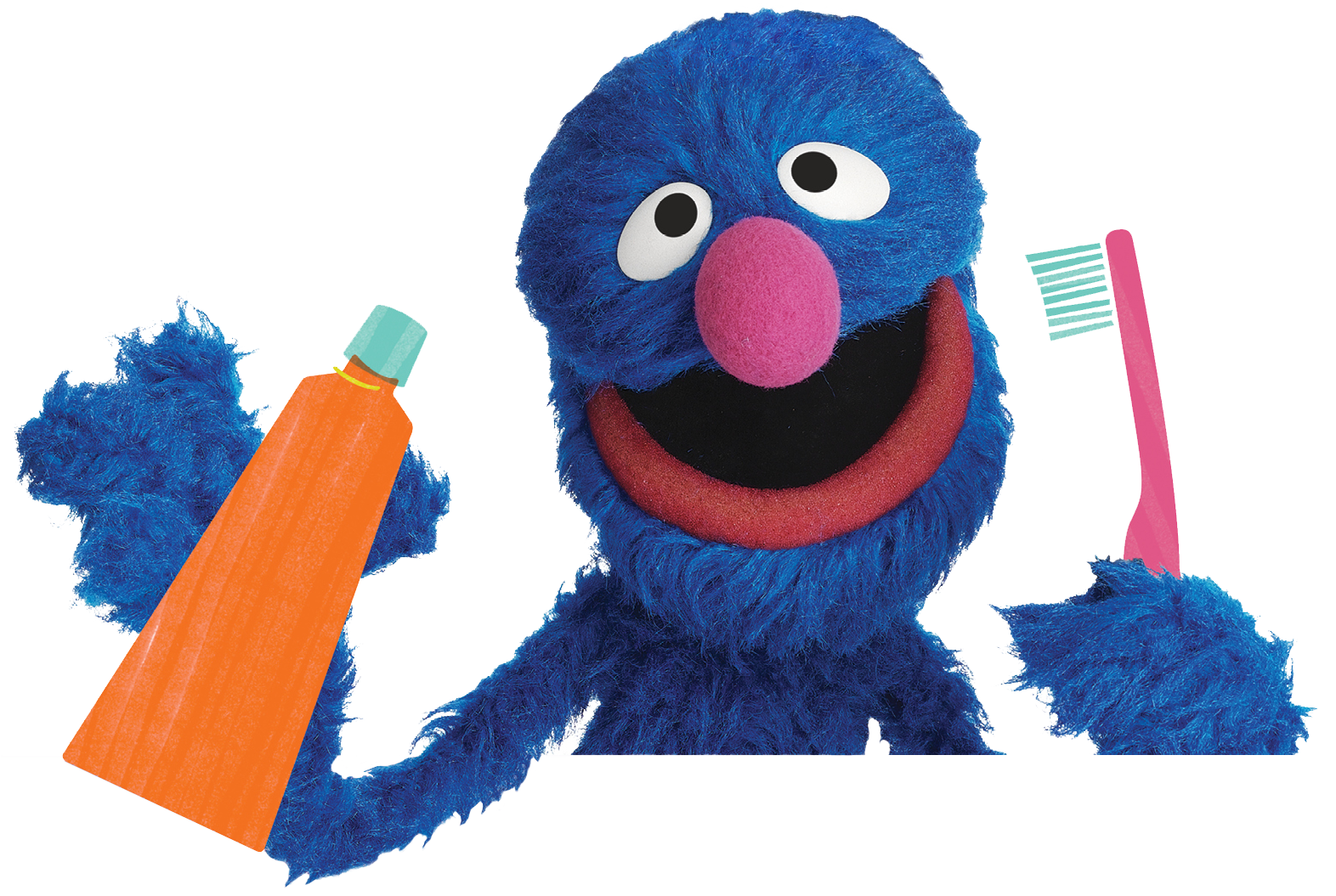 Grover holding toothbrush and toothpaste