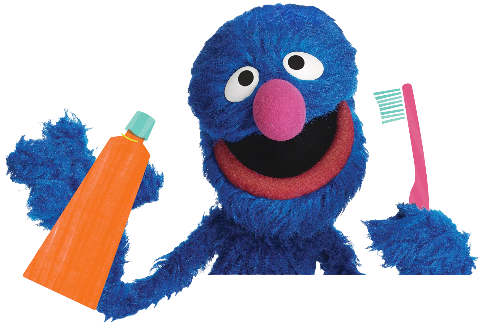 Grover holding toothbrush and toothpaste